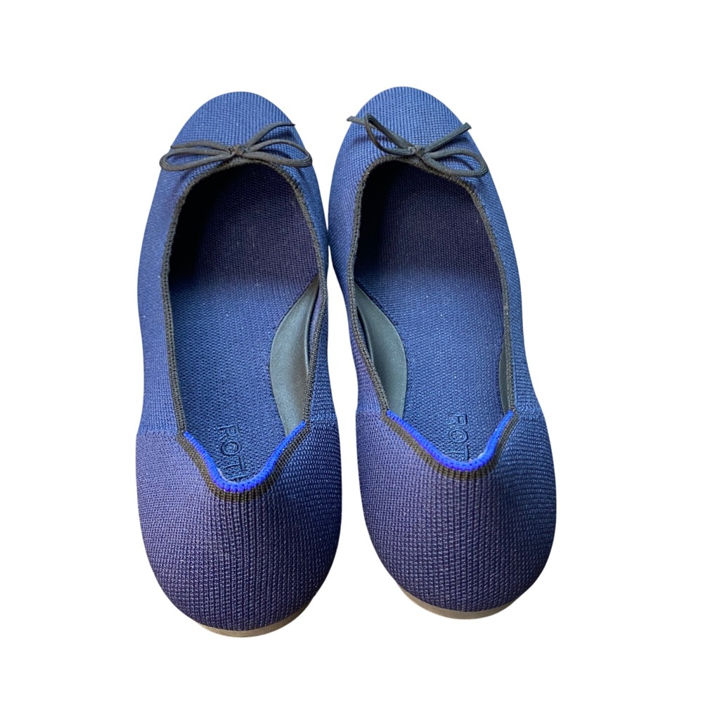 Rothys The Bow Flat Navy Blue Round Toe Knit Ballet Flats Womens Size 9 - Picture 9 of 11